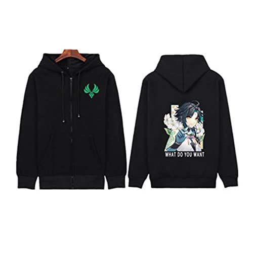 Genshin Impact Venti Hoodie Xiao Cosplay Kostüm Bedruckt Langarm Sweatshirt Pullover Zipper Jacke Trainingsanzug für Frauen Männer von ADITIRCP