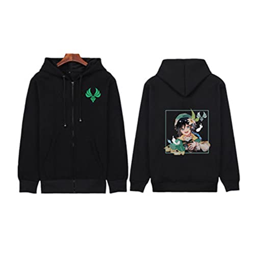 Genshin Impact Venti Hoodie Xiao Cosplay Kostüm Bedruckt Langarm Sweatshirt Pullover Zipper Jacke Trainingsanzug für Frauen Männer von ADITIRCP