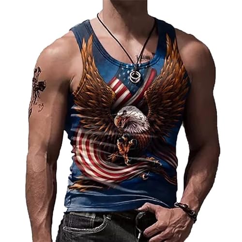 Herren Tank Top Tier Adler 3D gedruckt Rundhalsausschnitt Kurzarmwesten Streetwear Sport Laufen Fitness ärmelloses T-Shirt Weste von ADITIRCP