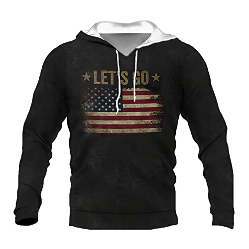 Herren Vintage Distressed American Flag Hoodies Fashion 3D USA Flagge Print Hooded Sweatshirt 3D Printed Long Sleeve Hooded Pullover Top von ADITIRCP