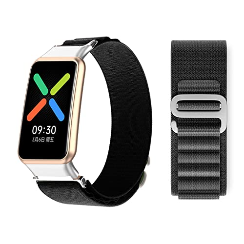 ADLISC Nylon-Edelstahl Sport Armband für Oppo Watch Free, Schwarz, Schnalle, Uhrenarmband von ADLISC