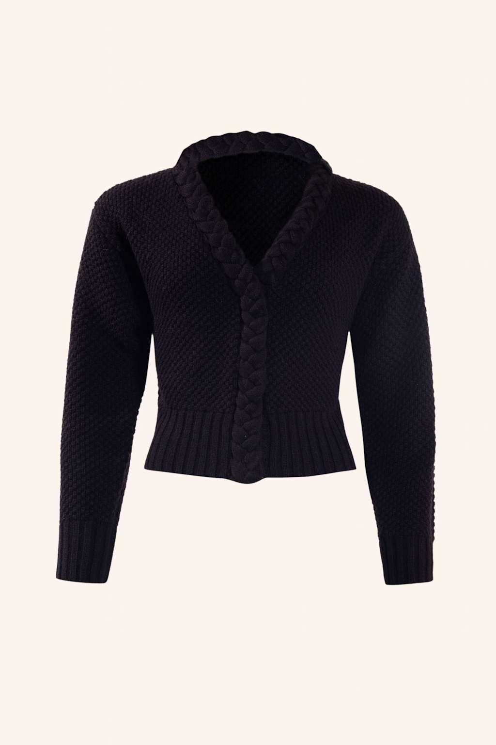 Adlysh Wollcardigan Mit Zopfstrick Detail schwarz von ADLYSH