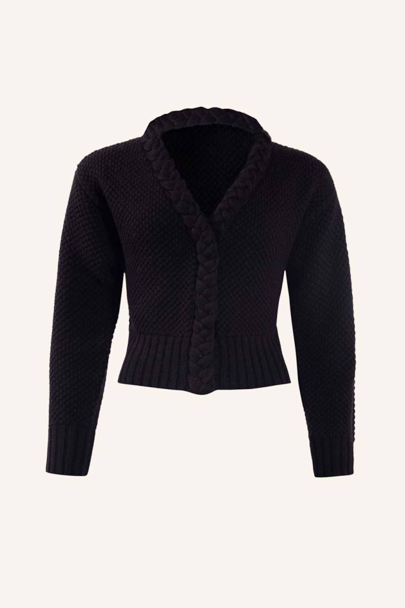 Adlysh Wollcardigan Mit Zopfstrick Detail schwarz von ADLYSH