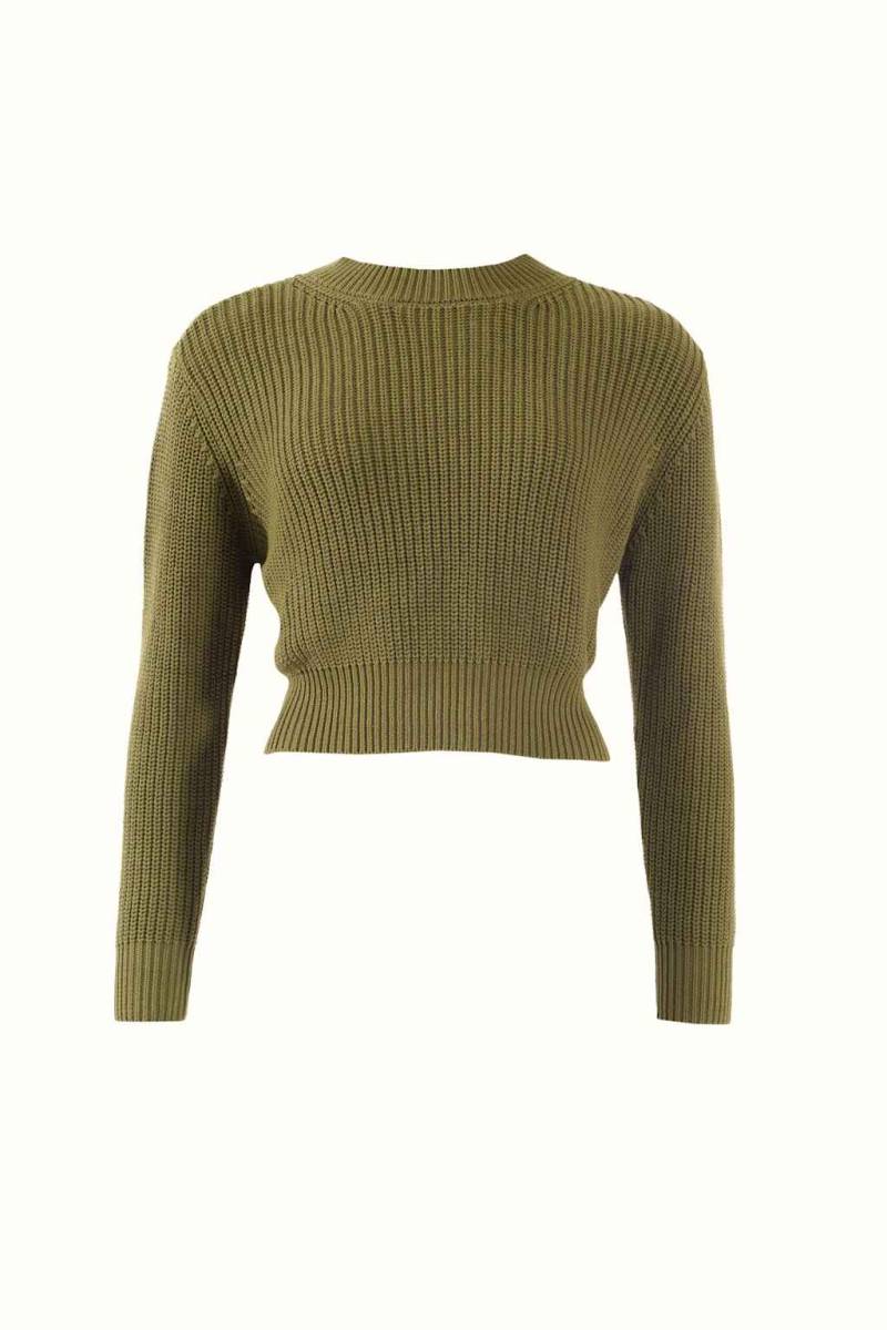 Adlysh Kurzer Strickpullover Aus Baumwolle gruen von ADLYSH