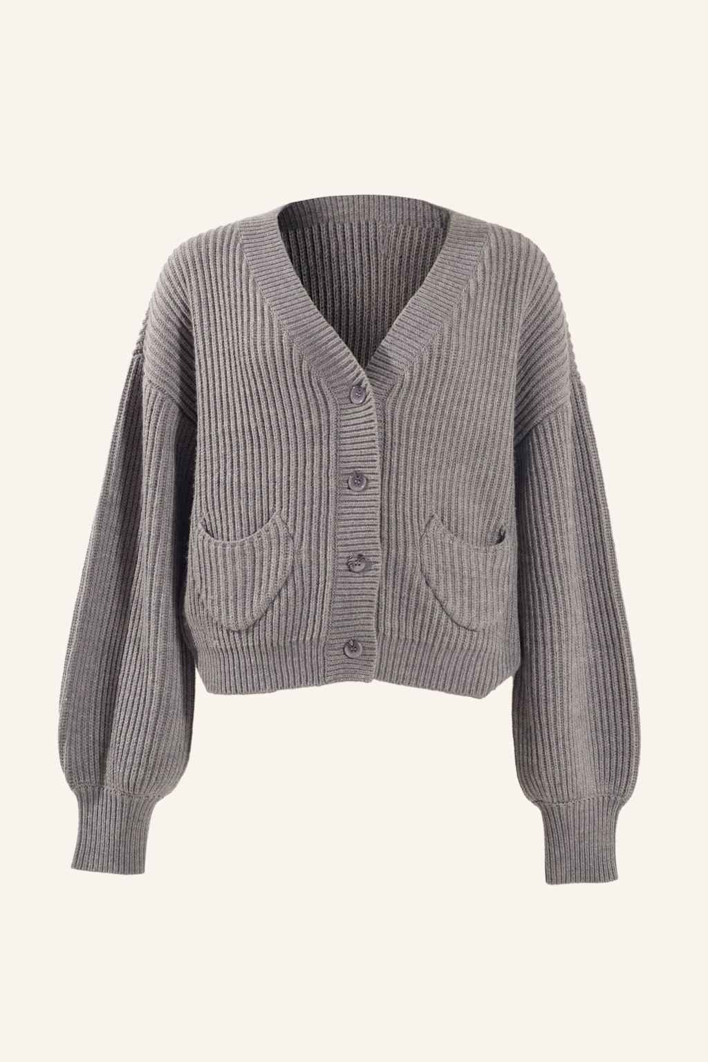 Adlysh Rippstrick Cardigan Mit Wolle grau von ADLYSH