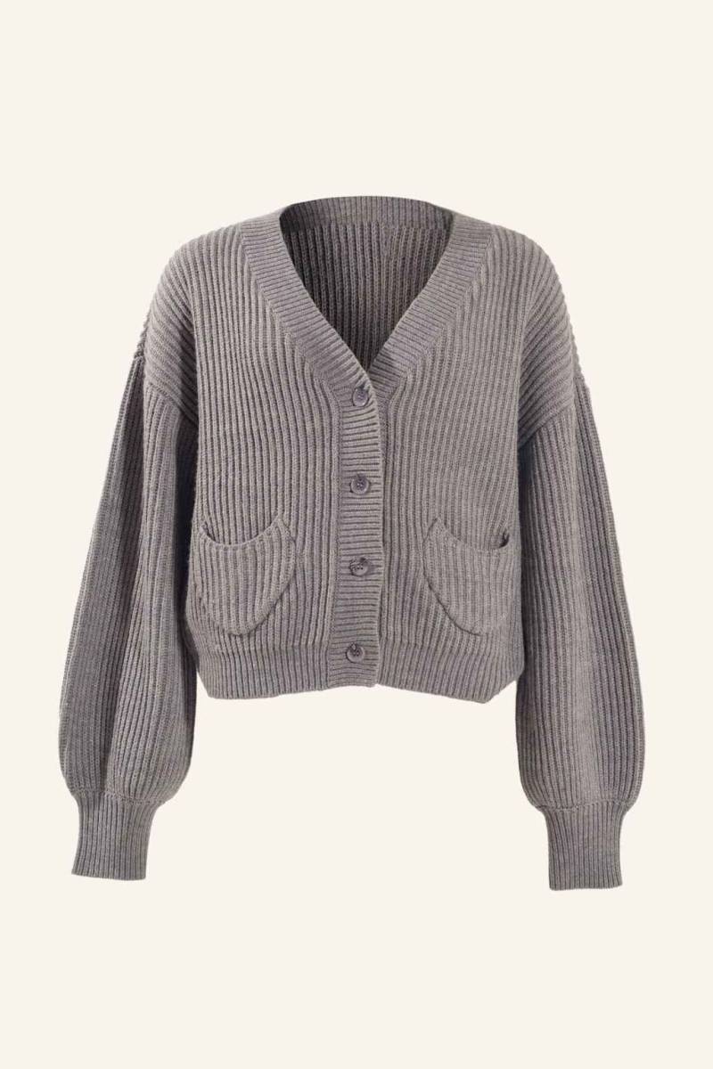Adlysh Rippstrick Cardigan Mit Wolle grau von ADLYSH