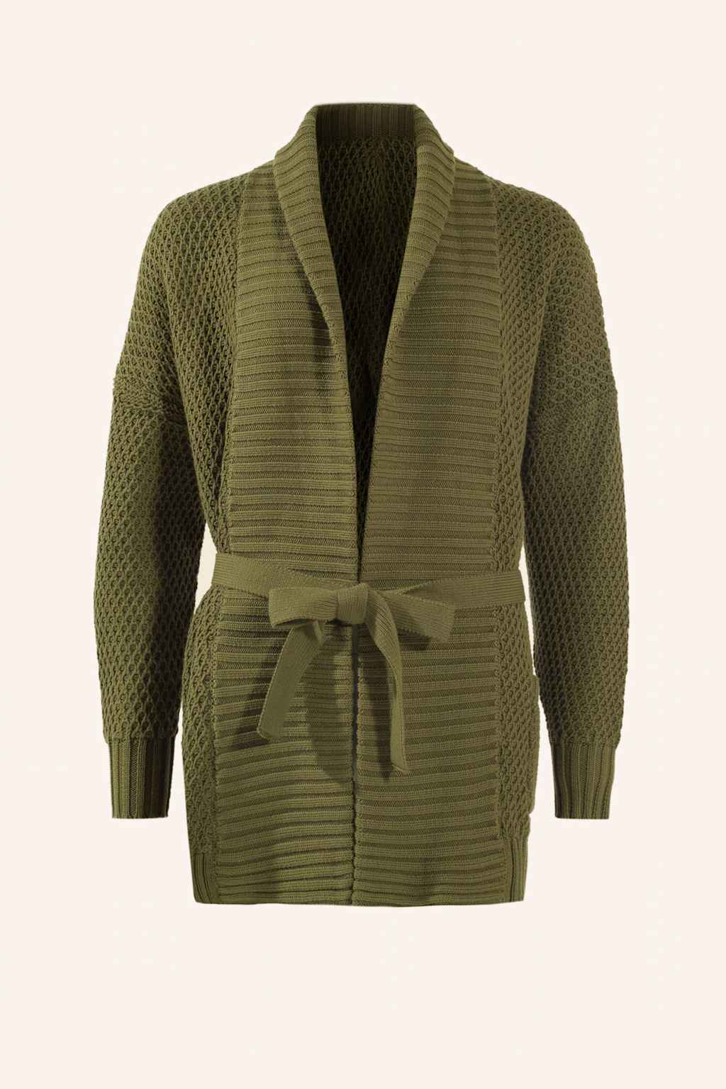 Adlysh Strickcardigan Mit Gürtel gruen von ADLYSH