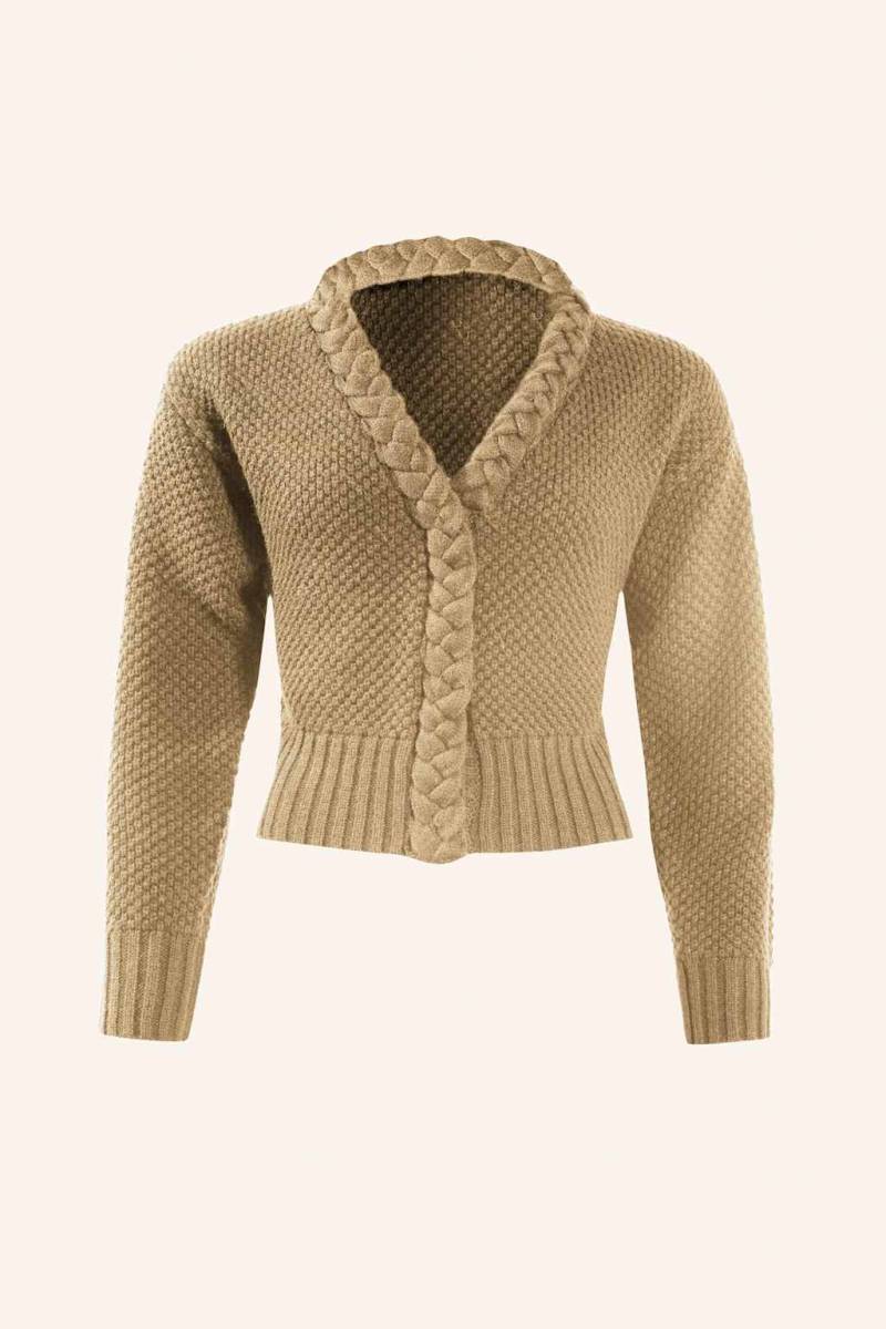 Adlysh Jacke Wollcardigan Mit Zopfstrick Detail braun von ADLYSH