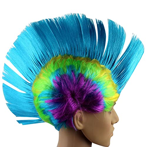 2023 Halloween Elegant Y*2K Mode Cocktail Regenbogen Perücke Lockiges Haar Kostüm Bunte Perücken für Frauen und Mädchen Anime Kostüme Halloween Rollenspiel Perücke Perücken (D, One Size) von ADMAY