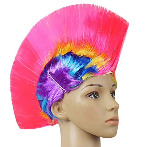 2023 Halloween Elegant Y*2K Mode Cocktail Regenbogen Perücke Lockiges Haar Kostüm Bunte Perücken für Frauen und Mädchen Anime Kostüme Halloween Rollenspiel Perücke Perücken (J, One Size) von ADMAY