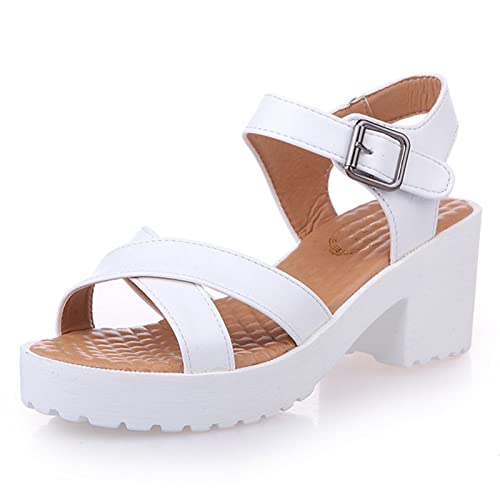 2023-New Mode High Heels Mode Schnürsandalen Lässige atmungsaktive Schuhe Chunky Womens Damen Sandalen Schuhe Mit Absatz Für Damen 44 von ADMAY