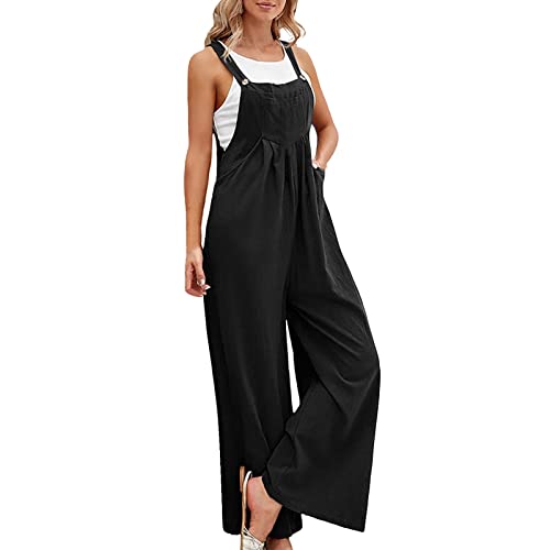 2023 Yoga Hosen Jumpsuit Sport Leggins Frauen Casual Jumpsuit Mit Tasche Und Strampler Solide Knöpfen Lange Overall Frauen Jumpsuit Elefanten Pyjama, Schwarz , L von ADMAY