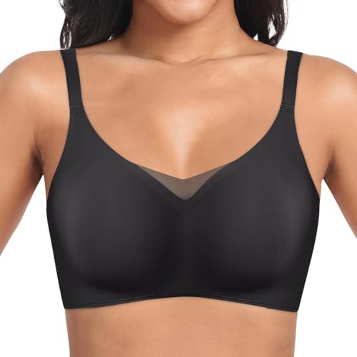 ADMAY 2024 BH Damen Ohne BüGel Sport Starker Halt Set Sexy BüGelloser Push Up Erotisch Und Slip Hautfarben Bequem UnterwäSche GroßE BrüSte Top Durchsichtig FüR Sex T Shirt Mit Dessous Sex Brustfrei von ADMAY