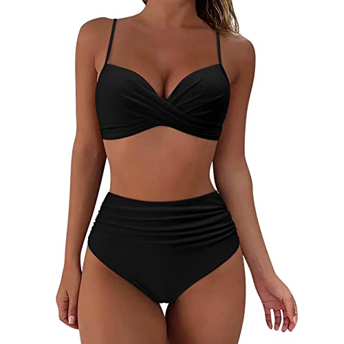 ADMAY 2024 Damen Bikini Set High Waist Badeanzüge Bauchweg Schwimmanzug Bademode Für Damen Mit Cups Badeanzug Für Mollige Shape Push Up Swimsuits for Women Tankini Große Größe Swimming Gemustert Sexy von ADMAY