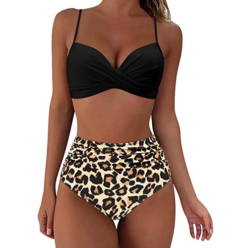 ADMAY 2024 Damen Bikini Set High Waist Badeanzüge Bauchweg Schwimmanzug Bademode Für Damen Mit Cups Badeanzug Für Mollige Shape Push Up Swimsuits for Women Tankini Große Größe Swimming Gemustert Sexy von ADMAY