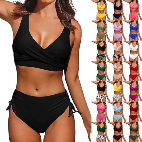 ADMAY 2024 Damen Bikini Set High Waist Badeanzüge Bauchweg Schwimmanzug Bademode Für Damen Mit Cups Badeanzug Für Mollige Shape Push Up Swimsuits for Women Tankini Große Größe Swimming Gemustert Sexy von ADMAY