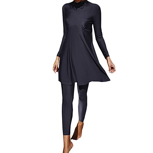 ADMAY Gebetskleidung Frauen Kopftuch Damen Hijab Ramadan Frauen Sommer Burkini Muslimische Bademode Weibliche Zweiteiler Badeanzug Langarm Strand Badeanzug Tank Top Rosen (Blue, S) von ADMAY