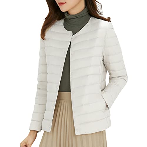 ADMAY Warme und bequeme Winter 2023 Y25K Faltbare Ultraleichte Frauen Kurze Daunenjacke Amerikanische College Jacke, Weiß, 52 von ADMAY