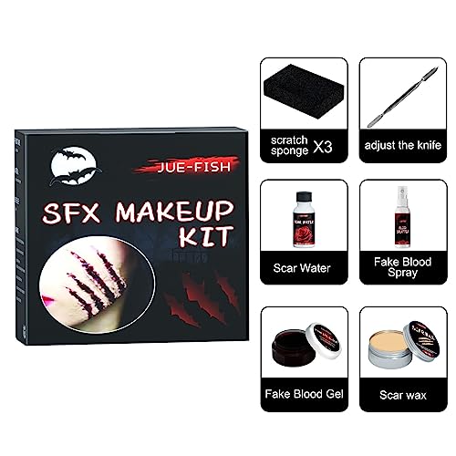 Halloween Kostüm Damen Hexenkostüm Teufel Y20K Halloween-Kosmetiktasche, Halloween-Make-up, Hautwachs, Plasma-Narbe, bemaltes Anziehset, 60 ml Farbenkreise (Black, One Size) von ADMAY