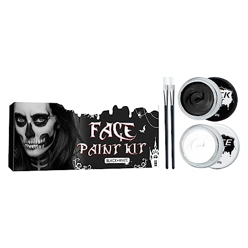 Halloween Kostüm Damen Hexenkostüm Teufel Y21K 1 Stück Halloween Schwarz-Weiß-Körperbemalung, Körperbemalung, , Gesicht, Spezialeffekte, Make-up-Farbe Farbensystem (Black, One Size) von ADMAY