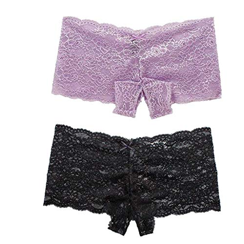 Sexy Damen-Dessous, sexy Set, sexy Y29K Plus Bowknot Größe Frauen Unterwäsche Unterwäsche 2 Stück offen Spitze Unterwäsche Sexy Schritt String Rosa Sexy, Violett und Schwarz, 50 von ADMAY