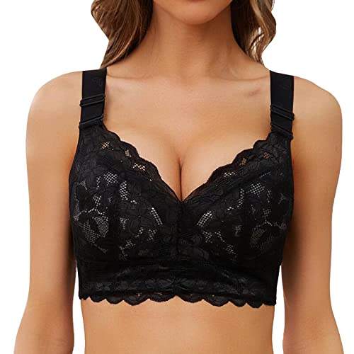 Unterwäsche Set Damen Sexy Spitze BH Baumwolle d05 Damen-BHS mit Riemchen, gepolsterter mittlerer Halt, Yoga-BH, Workout-BH, Workout-Tops für Frauen Primark Shop Online (Black, 90D) von ADMAY