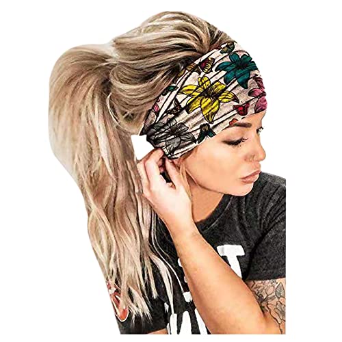 Winter Geschenk Beliebtes Festival y25k Wickelband Stirnband Haar Kopf Frauen Stirnband Elastisch Druck Bandana Stirnband Pack Stirnbänder (Rosa, Einheitsgröße) von ADMAY