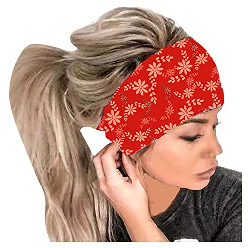 Wintergeschenk Beliebtes Festival y2*k Kopfhaar Elastisches Druckband Bandana Stirnband Frauen Wrap Stirnband Stirnband Metall Stirnband Welle (Rot, Einheitsgröße) von ADMAY