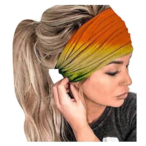 Wintergeschenk Beliebtes Festival y2*k Stirnband Band Bandana Stirnband Kopf Wrap Haar Elastisch Frauen Drucken Stirnband Komfort Stirnband Frauen (Gelb, Einheitsgröße) von ADMAY