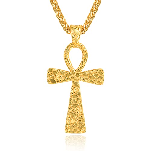 ADMETUS Ankh Kette Sterling Silber Ägyptisches Kreuz Halskette Gold Ankh Anhänger Herren Ägypten Amulett Schutz Schmuck Geschenk für Herren Männer von ADMETUS