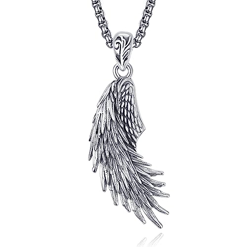 ADMETUS Engelsflügel Kette Herren Sterling Silber Flügel Anhänger Halskette Schutzengel Anhänger Schmuck Flügel Geschenk für Herren Männer von ADMETUS