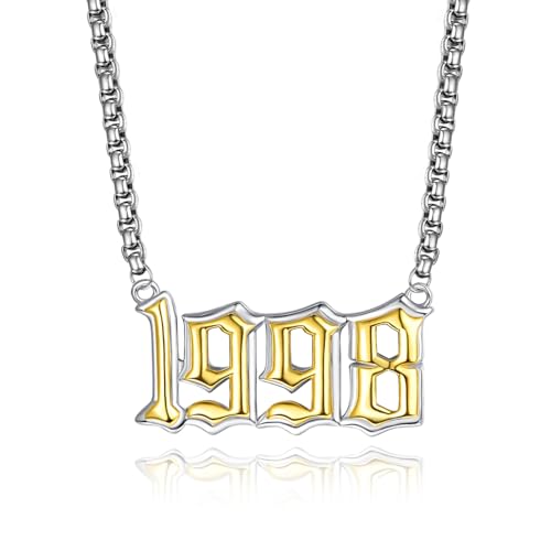 Geburtsjahr Kette Sterling Silber Jahreszahl 1998 Anhänger Halskette Geburtsjahr 1998 Kette Schmuck Geschenke für Herren Damen von ADMETUS