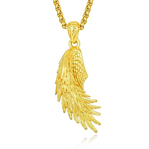 ADMETUS Gold Engelsflügel Kette Herren Sterling Silber Flügel Anhänger Halskette Gold Schutzengel Anhänger Schmuck Flügel Geschenk für Herren Männer von ADMETUS