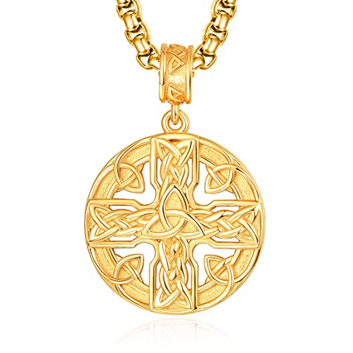 ADMETUS Gold Keltischer Knoten Anhänger Sterling Silber Keltisches Kreuz Halskette Herren Kreuz Anhänger Glück Irischer Schmuck Keltischer Knoten Geschenke für Männer von ADMETUS