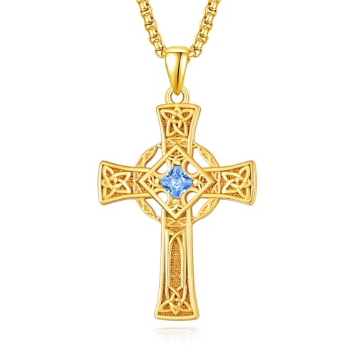 ADMETUS Gold Keltisches Kreuz Anhänger Silber 925 Dezember Geburtsstein Kette Gold Keltischer Knoten Halskette mit Geburtsstein Kreuz Schmuck Geschenke für Herren ADMETUS Gold Keltisches Kreuz Anhänger Silber 925 Dezember Geburtsstein Kette Gold Keltischer Knoten Halskette mit Geburtsstein Kreuz Schmuck Geschenke für Herren von ADMETUS