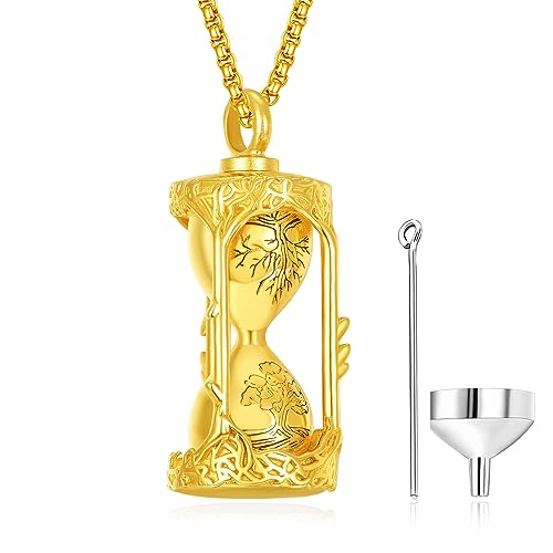 Gold Sanduhr Urnen Kette Sterling Silber Sanduhr Urnenketten für Asche Anhänger Halskette Urnen Halskette für Asche Memorial Geschenke von ADMETUS