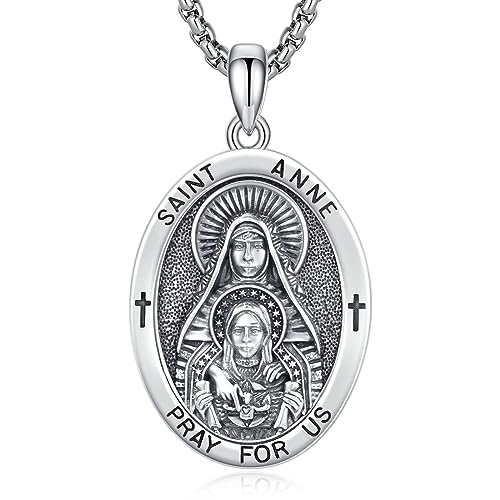 Heiliger Anne Anhänger Sterling Silber Heiliger Anne Medaille Herren St. Anne Halskette Kette Schutz Schmuck Religiöse Geschenke von ADMETUS