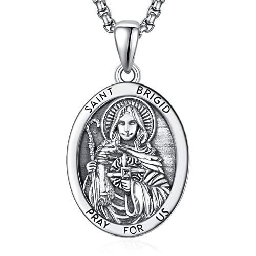 Heiliger Bridget Kette 925 Sterling Silber Heiliger Bridget Medaille St Bridget's Kreuz Halskette Heiliger Brigid Anhänger Schmuck Geschenk für Herren von ADMETUS