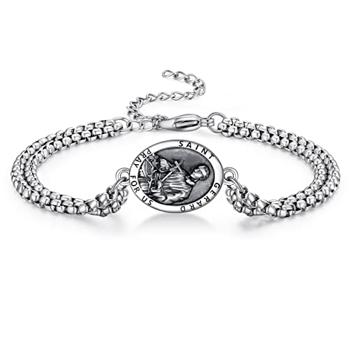 Heiliger Gerhard Armband Sterling Silber St Gerhard Anhänger Armband Medaille Religiöse Geschenk für Schwangerschaft von ADMETUS