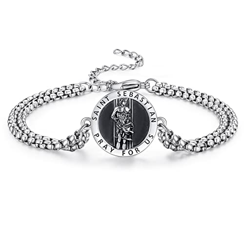 ADMETUS Heiliger Sebastian Armband 925 Sterling Silber Heiliger Sebastianus Medaille Armband St. Sebastian Armband Religiöse Geschenk für Herren von ADMETUS