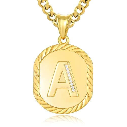 ADMETUS Initialen Buchstaben Anhänger Kette Sterling Silber Buchstaben A Anhänger Halskette Gold Initialen Kette A Halskette Schmuck Geschenke für Herren Damen von ADMETUS