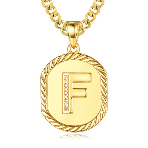Initialen Buchstaben Anhänger Kette Sterling Silber Buchstaben F Anhänger Halskette Gold Initialen Kette F Halskette Schmuck Geschenke für Herren Damen von ADMETUS
