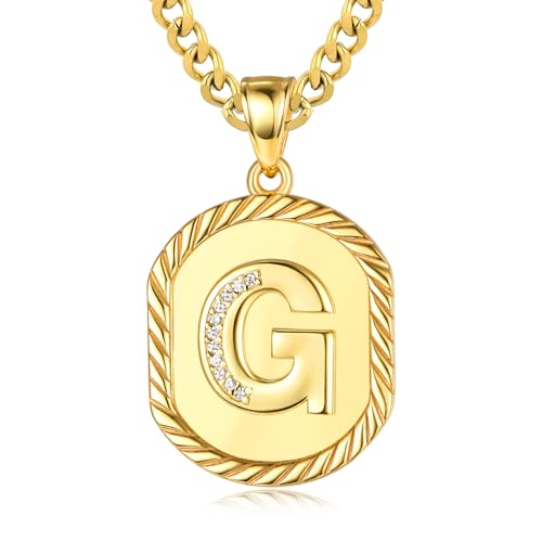 ADMETUS Initialen Buchstaben Anhänger Kette Sterling Silber Buchstaben G Anhänger Halskette Gold Initialen Kette G Halskette Schmuck Geschenke für Herren Damen von ADMETUS