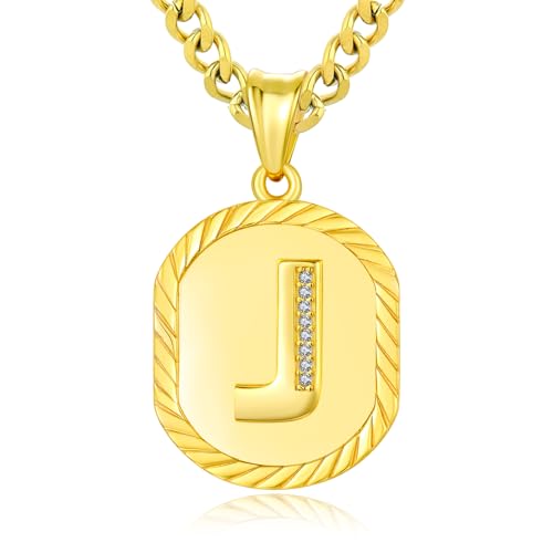 ADMETUS Initialen Buchstaben Anhänger Kette Sterling Silber Buchstaben J Anhänger Halskette Gold Initialen Kette J Halskette Schmuck Geschenke für Herren Damen von ADMETUS