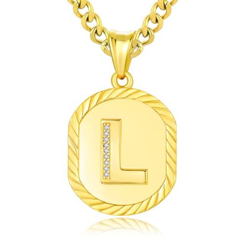 ADMETUS Initialen Buchstaben Anhänger Kette Sterling Silber Buchstaben L Anhänger Halskette Gold Initialen Kette L Halskette Schmuck Geschenke für Herren Damen von ADMETUS