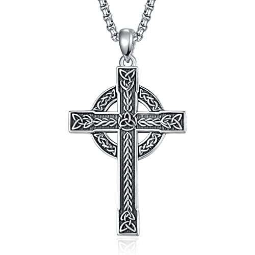 ADMETUS Keltischer Knoten Kette Sterling Silber Irland Keltisches Kreuz Anhänger Glück Irischer Keltisches Schmuck Geschenke für Herren von ADMETUS