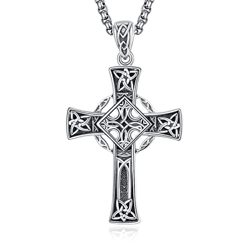 ADMETUS Keltisches Kreuz Kette Sterling Silber Keltischer Knoten Anhänger Irland Kreuz Halskette Schmuck Keltisches Kreuz Geschenke für Herren von ADMETUS