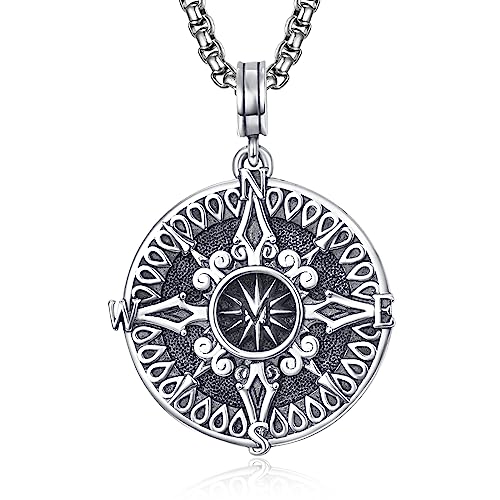 Kompass Halskette Buchstabe Sterling Silber Kompass Anhänger Kette mit M Halskette Inspirative Graduation Geschenk Schmuck Geschenke für Herren von ADMETUS
