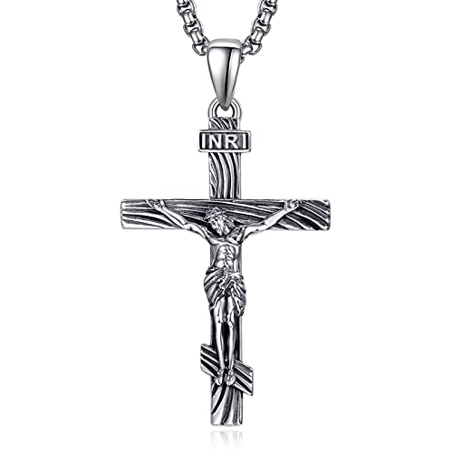 ADMETUS Kruzifix Kette Sterling Silber Orthodox Kreuz Kette Kruzifix Halskette Herren Kruzifix Anhänger Schutz Schmuck Religiöse Geschenk für Männer von ADMETUS