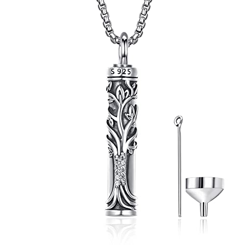 ADMETUS Urnenketten für Asche Lebensbaum 925 Sterling Silber Lebensbaum Kette Herren Urnen Kette für Asche Urnenketten Anhänger Asche Halskette für Asche Andenk von ADMETUS